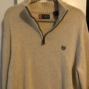 Ralph Lauren Chaps L/G men's half zip sweater, tan/cream colored. 100% cotton.